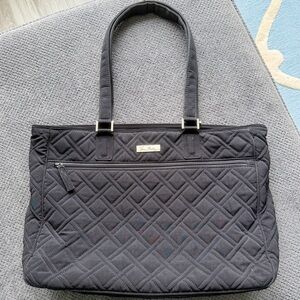 Vera Bradley Large Quilted Black Laptop Work Tote Bag